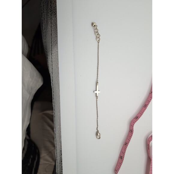 Brighton Cross Bracelet 7.5 Inch Silver Tone Clear Crystal Chain - Picture 7 of 7